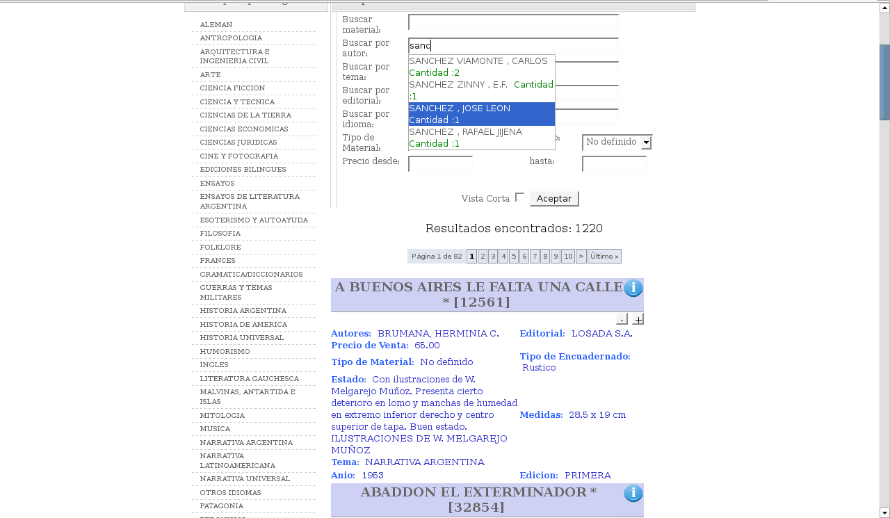 Buscador del sitio web Lenzi
